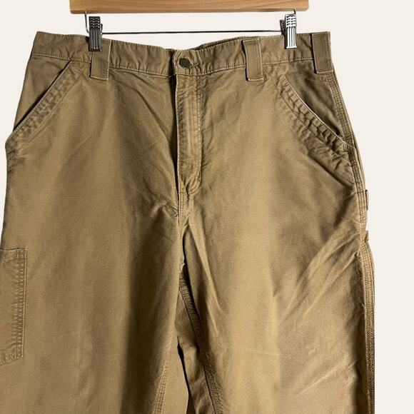 Carhartt Tan Dungaree Loose Fit Canvas Utility Work Pants Size 36x32 - Picture 2 of 11